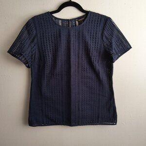 NWT Banana Republic Factory Navy Eyelet Blouse Shirt
